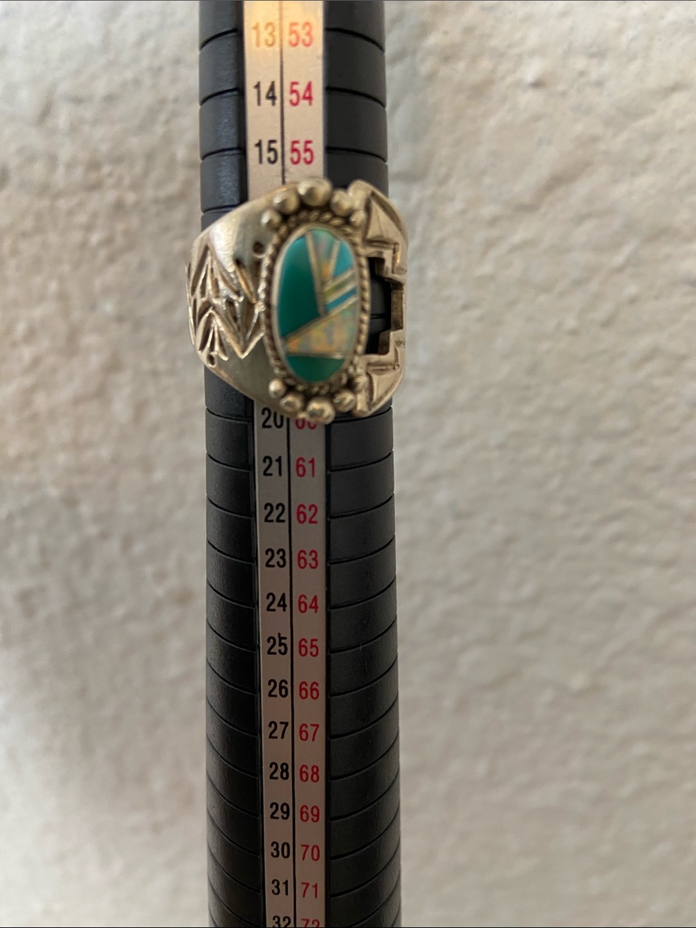 Native American Sterling Silver Inlay Ring - Picture 3 of 6